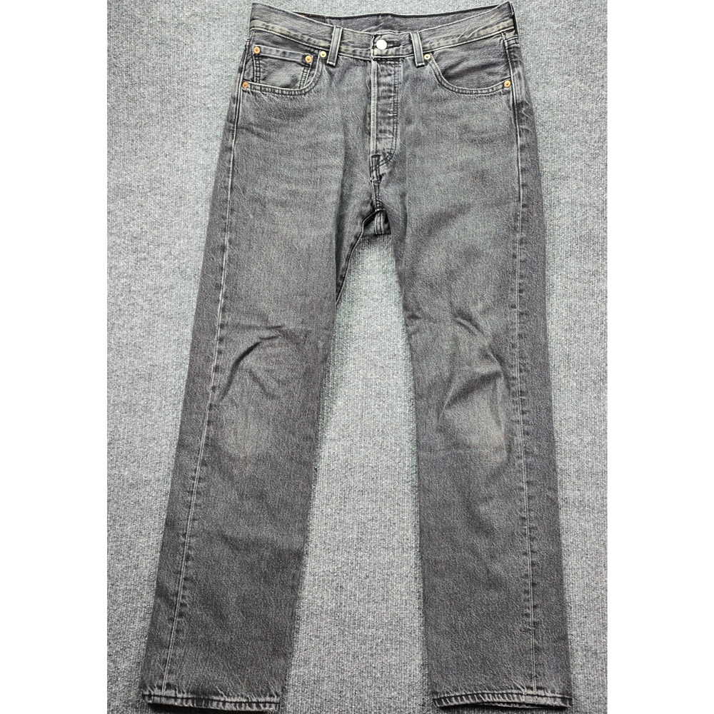 Levis 501 Jeans 32x32 Faded Black Gray Denim Straight Leg Button Fly Cotton
